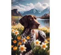 Puzzle Adulte - Puzzles 90 pièces - Chien Fleuriste au Bord du lac - DIY Puzzles,Décoration Familiale,Cadeaux de Vacances Puzzle Jouet