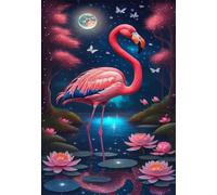 Puzzle Adulte - Puzzles 90 pièces - Lotus au Clair de Lune et Flamant Rose - DIY Puzzles,Décoration Familiale,Cadeaux de Vacances Puzzle Jouet