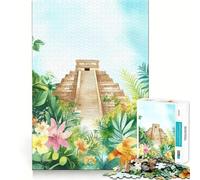 Puzzle Adulte Pyramide Maya Antique 1000 pièces,Jeu de Stimulation Cognitive,sans Espace,Assemblage précis,Cadeau d'anniversaire,Casse-tête (38x26cm)