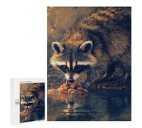 Puzzle Adulte Raccoon by The Water's Edge, 500 PCS, Illustration Détaillée, comme Activité Créative pour Les Adultes Patients, À La Maison