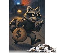 Puzzle Adulte « Raton Laveur Bandit avec Sac d'argent » (1000 pièces) - Jeu éducatif (38 x 26 cm) - 1000 pièces