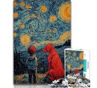 Puzzle Adulte Red Dog and Man 1000 pièces, Jeu Familial Difficile, Anti-Stress, défi Difficile, Superbes Cadeaux et Jouets 38x26cm