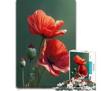 Puzzle Adulte Red Poppies on Green Background, Format 500 PCS