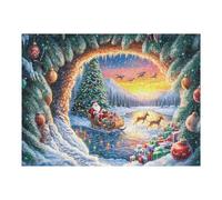 Puzzle Adulte Regenbogenbogen Bach Hütte Wald Wilde Natur 500 Pièces De Qualité Captivant Amusant Et Engageant Parfait pour Loisirs en Famille 500 PCS（52×38cm）