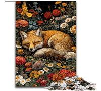 Puzzle Adulte Renard endormi dans Les Fleurs 1000 pièces, Jeu éducatif, défi, Cadeau d'anniversaire, décoration Murale (26x38cm)