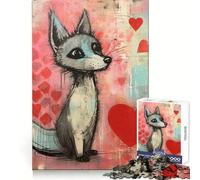 Puzzle Adulte Renard Gris Amoureux de 1000 pièces pour la Saint-Valentin : Exercice cognitif, détente Facile, Bords Nets, pour Les fêtes (50x75cm)