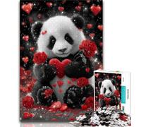 Puzzle Adulte Rose Panda Bébé 1000 pièces pour Adolescents Anti-Stress défi Difficile renforce l'amour Entre Couples (26x38cm)