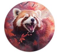 Puzzle Adulte Sakura Panda Roux 1000 pièces Puzzle Rond 1000 pièces Niveau débutant Idéal pour Les Anniversaires et Les fêtes (67,5x67,5cm)