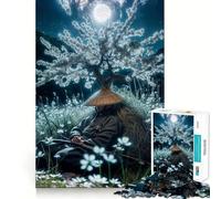 Puzzle Adulte Samouraï au Clair de Lune 1000 pièces, Casse-tête Relaxant, Motif à Assembler, Cadeau de Noël (50x75cm)