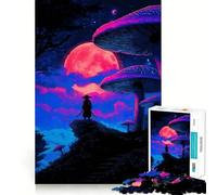 Puzzle Adulte Samouraï sous Une Lune Rose 1000 pièces, Casse-tête Relaxant, Motif à Assembler, Cadeau de Noël (38x52cm)
