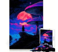 Puzzle Adulte Samouraï sous Une Lune Rose 1000 pièces, Casse-tête Relaxant, Motif à Assembler, Cadeau de Noël (38x52cm)