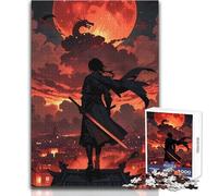 Puzzle Adulte Samurai Dragon Blood Moon, 1000 pièces, défi cérébral, Jeu éducatif, Cadeau Original pour Les fêtes, Format 38x52cm