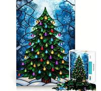 Puzzle Adulte Sapin de Noël en vitrail, 1000 pièces, Casse-tête, Passe-Temps à la Maison, Assemblage d'image, Cadeau mémorable 50x75cm