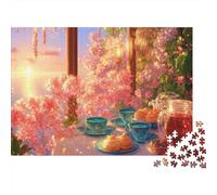 Puzzle Adulte Scène du Temps du thé du printempsPuzzles 1000 Pièces Jeu Éducatif Puzzle De Qualité Supérieure Puzzles Cadeaux pour Femmes Adultes Et Enfants À Partir De 14 Ans 38x26cm/1000pcs