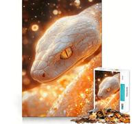 Puzzle Adulte Serpent Blanc Gros Plan 1000 Pièces Jeu de mémoire Amusant Découpe de Haute précision Facile à Apprendre Plaisir en Famille (38x52cm)