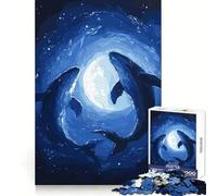 Puzzle Adulte Silhouettes de Baleines sous la Lune, 1000 pièces, 50x75cm, idéal pour stimuler l'intellect et la Coordination, et Offrir Un Moment de détente et de Plaisir Cadeau Parfait