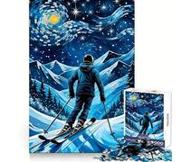 Puzzle Adulte Ski Nuit étoilée 1000 pièces Stimule la mémoire Calme et sérénité Bords Nets Pièce de Collection 38x26cm