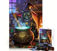 Puzzle Adulte Sorcière Chat Chaudron 1000 pièces Stratégie, Réflexion, Évasion, Assemblage précis, Idée Cadeau (38x52cm)