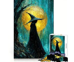 Puzzle Adulte Sorcière sous la Pluie avec la Lune 1000 pièces Pensée Claire, détente et évasion Bords précis Cadeau de Noël (50x75cm)