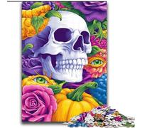 Puzzle Adulte Squelette de Citrouille 2000 pièces, Anti-Stress, Vacances à la Maison, avec Affiche et fiche de Questions Assorties (70x100cm)