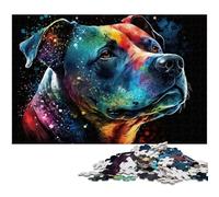 Puzzle Adulte Staffordshire Bull Terrier 1000 pièces, Puzzle Stimulant, pour la fête des mères, Les Anniversaires et Noël 26 x 38 cm / 10,23 x 14,96 Pouces