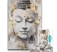 Puzzle Adulte Statue de Bouddha doré 1000 pièces pour Adultes et Adolescents Passe-Temps à la Maison renforce l'amour Entre Couples (50x75cm)