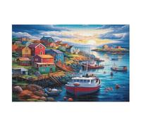 Puzzle Adulte Sunset Over The Harbour 1000 Pièces pour EnfFourmis À Partir De 12 Ans Puzzles en Bois Casse-tête （75×50cm）