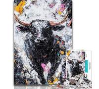 Puzzle Adulte Taureau Noir et Or 1000 pièces, Jeu Familial Anti-Stress, défi Difficile, Cadeaux du Père Noël Secret 26x38cm