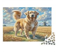Puzzle Adulte Terre-Neuve 1000 Pièces Chien Debout près d'un Moulin à Vent Puzzle Impossible Difficile | Jeu Éducatif Décompressant 70x50cm