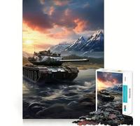 Puzzle Adulte Tiger Panzer au Coucher du Soleil, 1000 pièces, Casse-tête, Passe-Temps à la Maison, Assemblage d'image, Cadeau mémorable 38x52cm