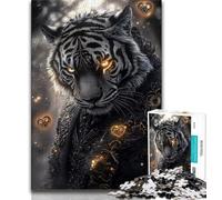 Puzzle Adulte Tigre Noir 1000 pièces pour Adultes et Adolescents pour Passer Un Bon Moment à la Maison et renforcer l'amour Entre Couples (50x75cm)