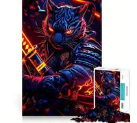 Puzzle Adulte Tigre Samouraï Guerrier 1000 pièces Jeu d'exercice Mental Atelier de détente Cadeau de Noël 50x75cm