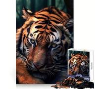 Puzzle Adulte Tigre Sauvage couché dans la forêt, 1000 pièces, compétences analytiques, détente, Assemblage serré, Cadeau d'hiver (38x26cm)