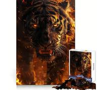 Puzzle Adulte Tigre Sauvage en feu 1000 pièces Pensée Claire, détente et évasion Bords précis Cadeau de Noël (38x26cm)