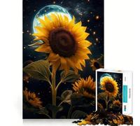 Puzzle Adulte Tournesol Lune Étoiles 1000 pièces Renforce la mémoire Calme et sérénité Bords Nets Pièce de Collection 50x75cm