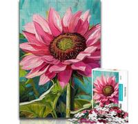 Puzzle Adulte Tournesol Rose 1000 pièces, Difficile, Assemblage de Motifs, activités Amusantes à la Maison, Cadeau d'anniversaire, Cadeaux de Voyage 38x26cm