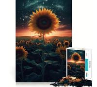 Puzzle Adulte Tournesol Terre Espace 1000 pièces Renforce la mémoire Calme et sérénité Bords Nets Pièce de Collection 38x26cm