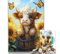 Puzzle Adulte Tournesol Yak 1000 pièces pour Adultes et Adolescents, pour Passer Un Bon Moment à la Maison et améliorer l'amour Entre Couples 26x38cm
