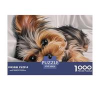 Puzzle Adulte Très Difficile 1000 Pièces Chiot Yorkshire Repos, Chien Yorkshire Lit, Éducatif Anti-Stress Cadeau Homme Femme 38x26cm