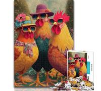 Puzzle Adulte Trois Poules 1000 pièces pour Adultes et Adolescents, pour Jeu éducatif, défi, Collection d'artistes, Beaux-Arts 50x75cm