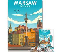 Puzzle Adulte Varsovie Pologne Voyage Art Puzzles 1000 pièces pour Adultes, avec pièces entièrement emboîtables de Formes aléatoires pour Les Enfants de 14 Ans et Plus 75x50cm