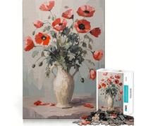 Puzzle Adulte Vase de Coquelicots 1000 pièces Jeu d'entraînement cérébral Détente et créativité Cadeau Artistique (38x52cm)