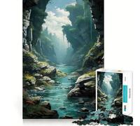Puzzle Adulte Verdant Gorge Serenity 1000 pièces Jeu de réflexion Cadeau Découpe de Haute précision Activité relaxante en Groupe à l'intérieur (38x52cm)