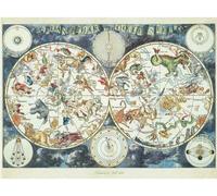 Puzzle Adulte Vieille Carte du Monde des Animaux prehistoriques et fantastiques - 1500 Pieces - Set Collection mappemonde + Carte Tigre
