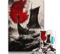 Puzzle Adulte Viking Drakkar Boat 1000 pièces pour Adultes et Adolescents pour Passer Un Bon Moment à la Maison et renforcer l'amour Entre Couples (50x75cm)