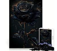 Puzzle Adulte Vintage de 1000 pièces avec Une Rose Noire Découpe précise Idéal pour se détendre et se ressourcer Cadeau Parfait (50x75cm)