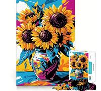 Puzzle Adulte Vision Pop Art des tournesols, 1000 pièces, Casse-tête Relaxant, Motif à Assembler, Cadeau de Noël (50x75cm)