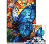 Puzzle Adulte vitrail Papillon 1000 pièces pour Adultes et Adolescents pour Passer Un Bon Moment à la Maison et renforcer l'amour Entre Couples (50x75cm)