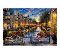 Puzzle adulte : vue fleurie sur le canal d amsterdam - 2000 pieces - collection paysage pays-bas couche de soleil - hollande - educa nouveaute G
