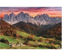 Puzzle Adulte Vues des Dolomites - Village funes - Montagne - 2000 Pieces - Set Collection Paysage Italie + Carte Tigre